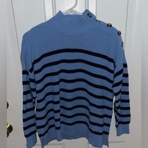 LOFT Blue and Navy Striped Sweater